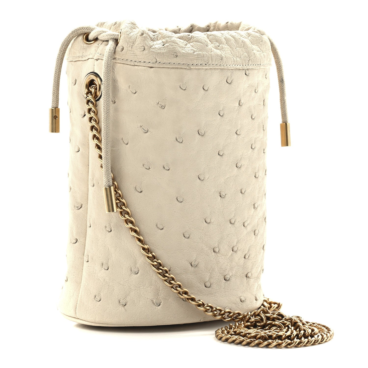 Gucci Ostrich Mini GG Marmont 2.0 Bucket Bag White 3 of 11