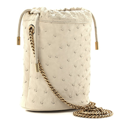 Gucci Ostrich Mini GG Marmont 2.0 Bucket Bag White 3 of 11