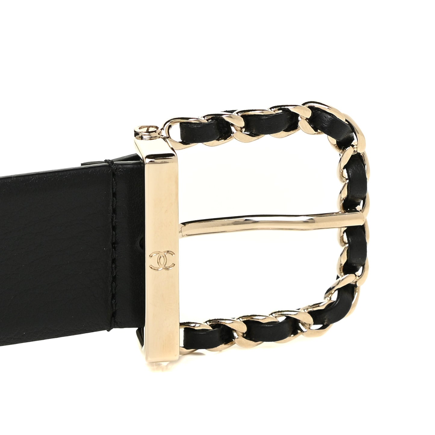 Lambskin Chain Square Buckle Belt 90 36 Black