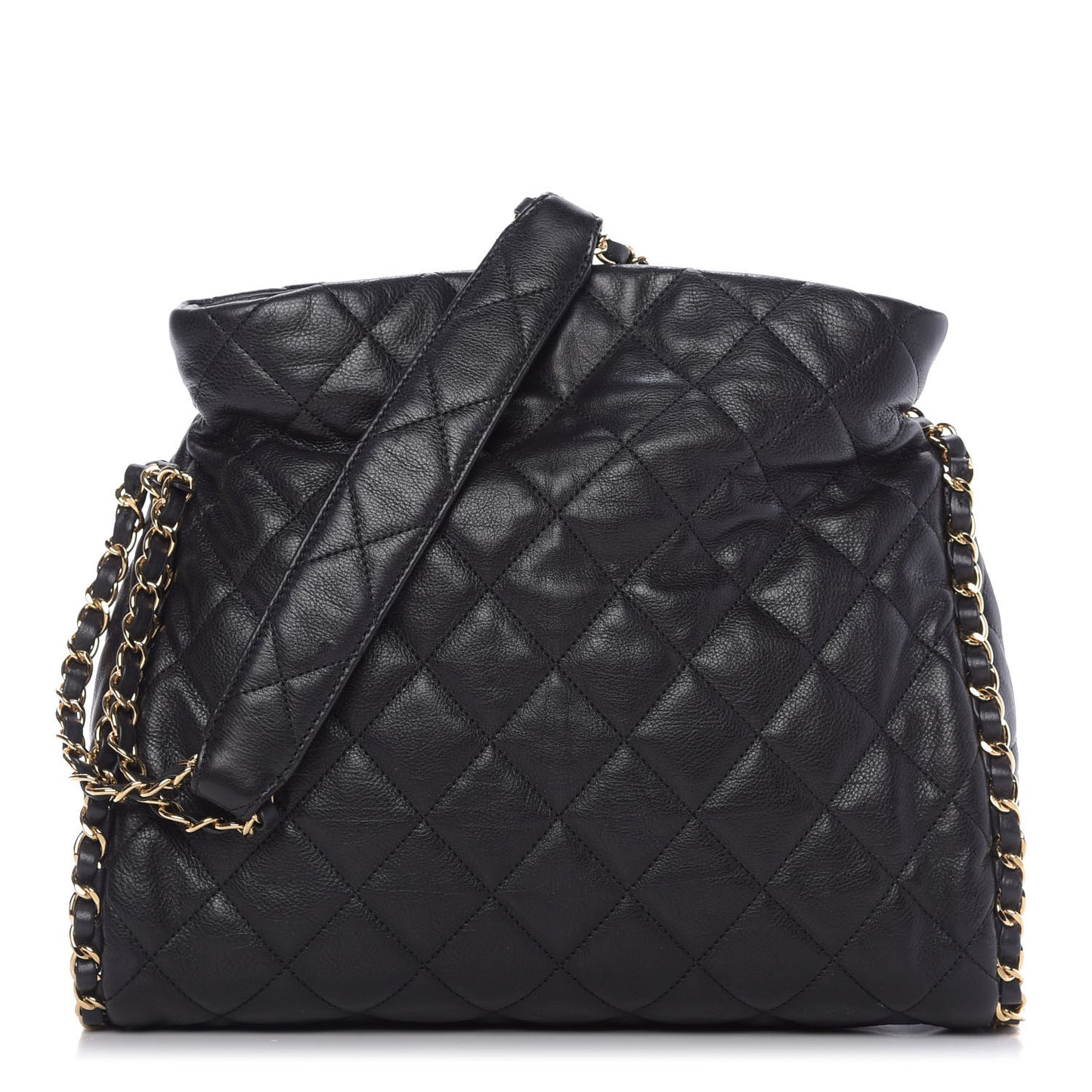 Calfskin Quilted Medium Chain Me Hobo Black