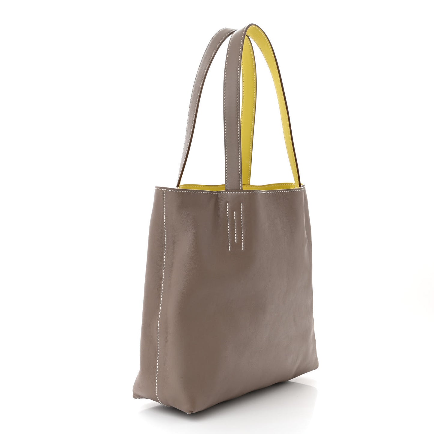 Veau Sikkim Swift Double Sens 28 Reversible Tote Lime Etoupe