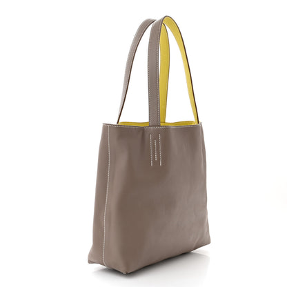 Hermes Veau Sikkim Swift Double Sens 28 Reversible Tote Lime Etoupe 5 of 19