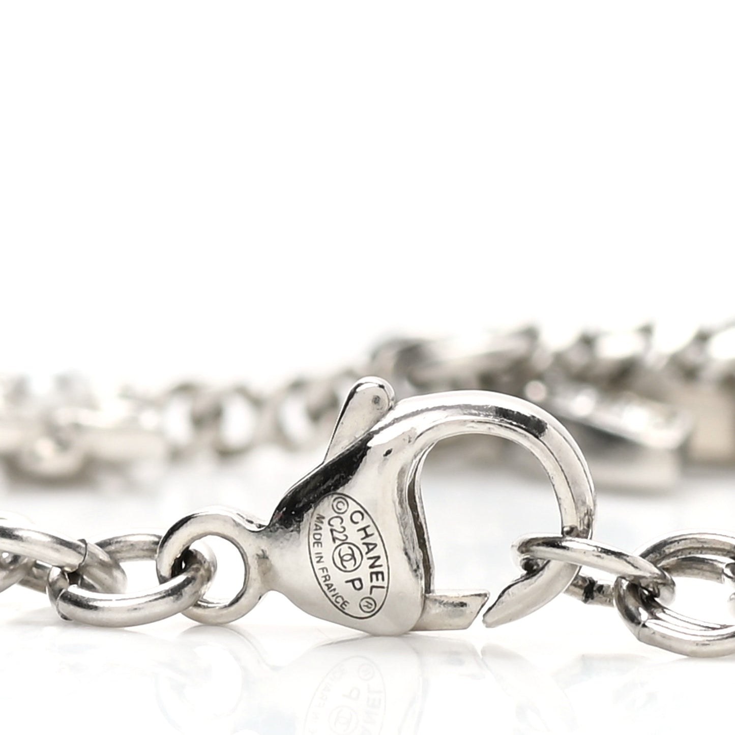Crystal Pearl CC Bracelet Silver