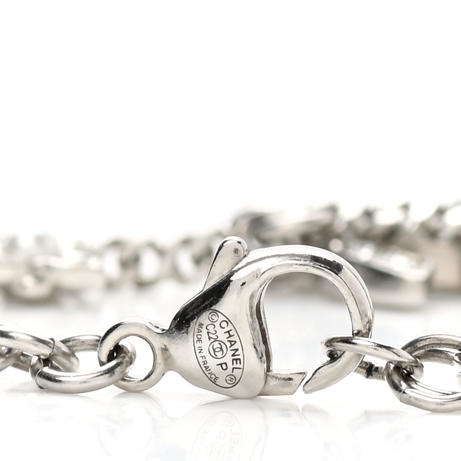 Chanel Crystal Pearl CC Bracelet Silver 4 of 5