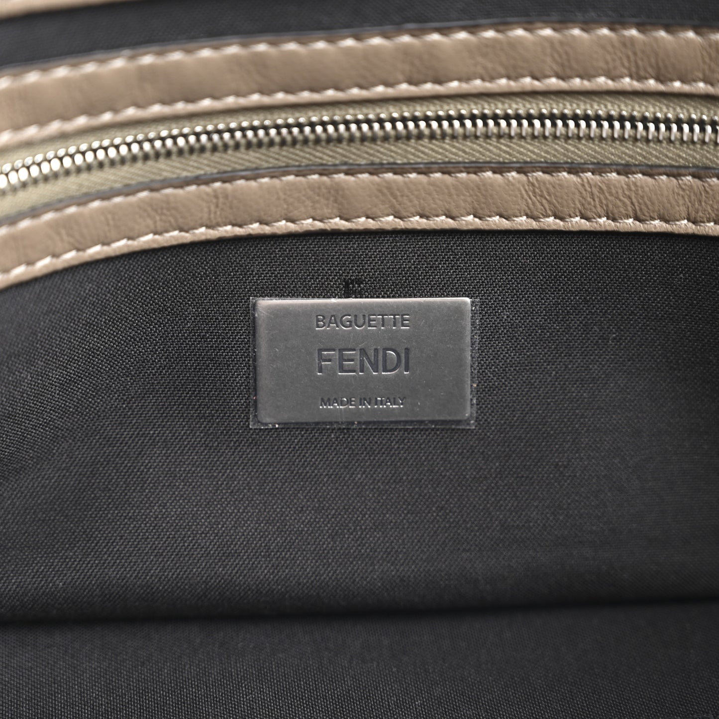 Nappa FF 1974 Embossed Stitched Baguette Tortora