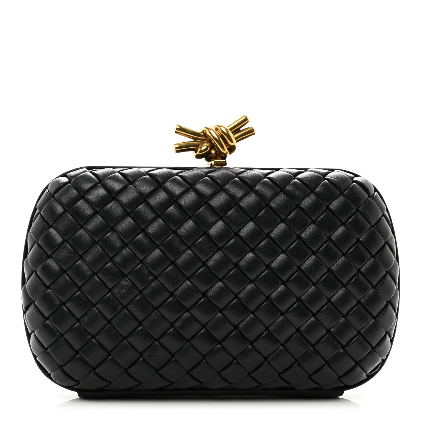 Nappa Intrecciato Knot Clutch Black