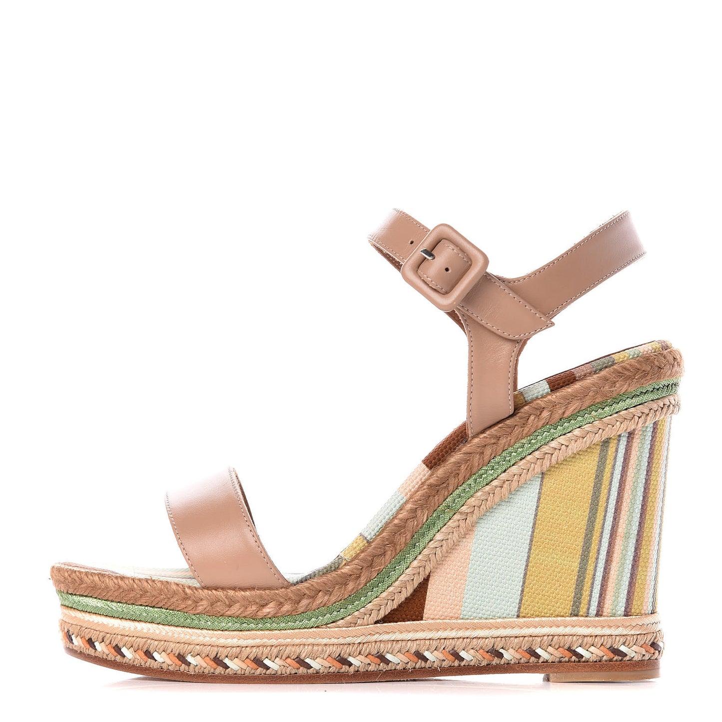 Canvas Calfskin Native Couture 1975 Espadrille Wedge Sandals 38 Alpaca Multicolor