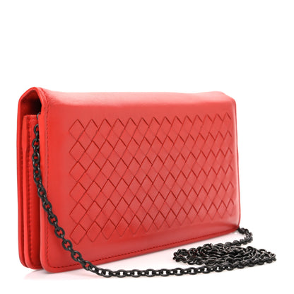 Bottega Veneta Nappa Intrecciato Continental Wallet on Chain Red 3 of 11