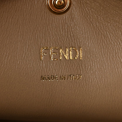Fendi Vitello Seta Glazed Fabric FF 1974 Medium Peekaboo X-Lite Maya Mogano Panna 8 of 12