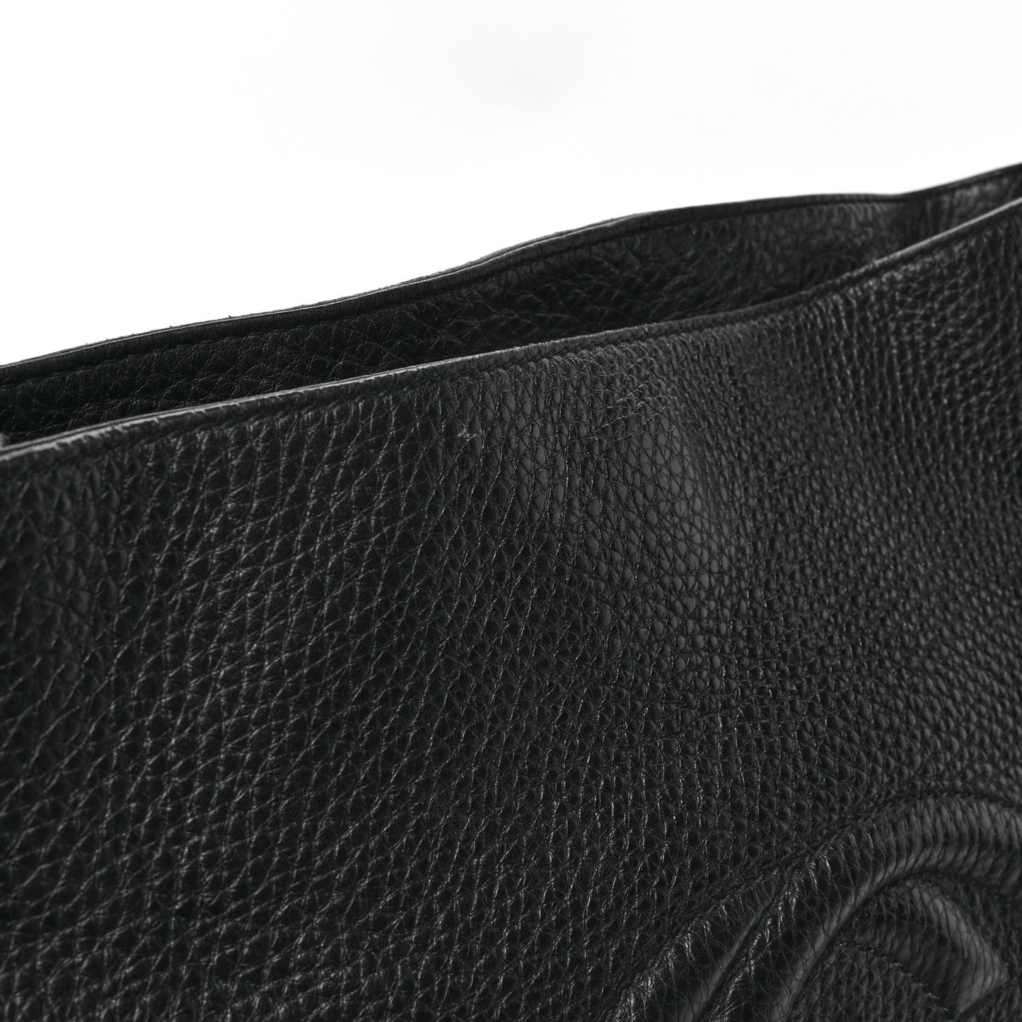 Pebbled Calfskin Large Soho Chain Shoulder Bag Black