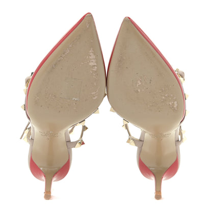 Valentino Garavani Patent Rockstud Ankle Strap 65mm Pumps 37 Rosso Valentino Poudre 6 of 14