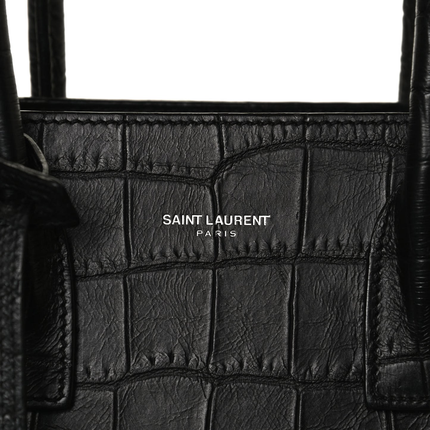 Calfskin Crocodile Embossed Baby Sac De Jour Black