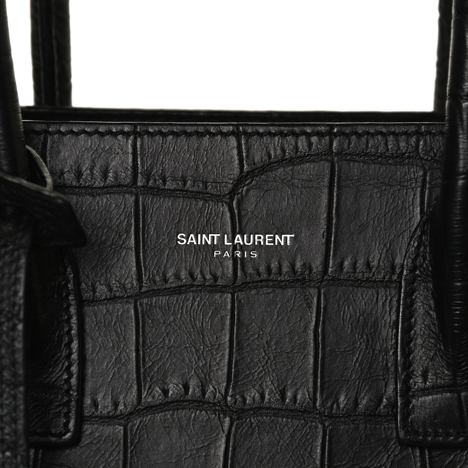 Saint Laurent Calfskin Crocodile Embossed Baby Sac De Jour Black 8 of 14