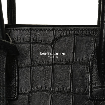 Saint Laurent Calfskin Crocodile Embossed Baby Sac De Jour Black 8 of 14
