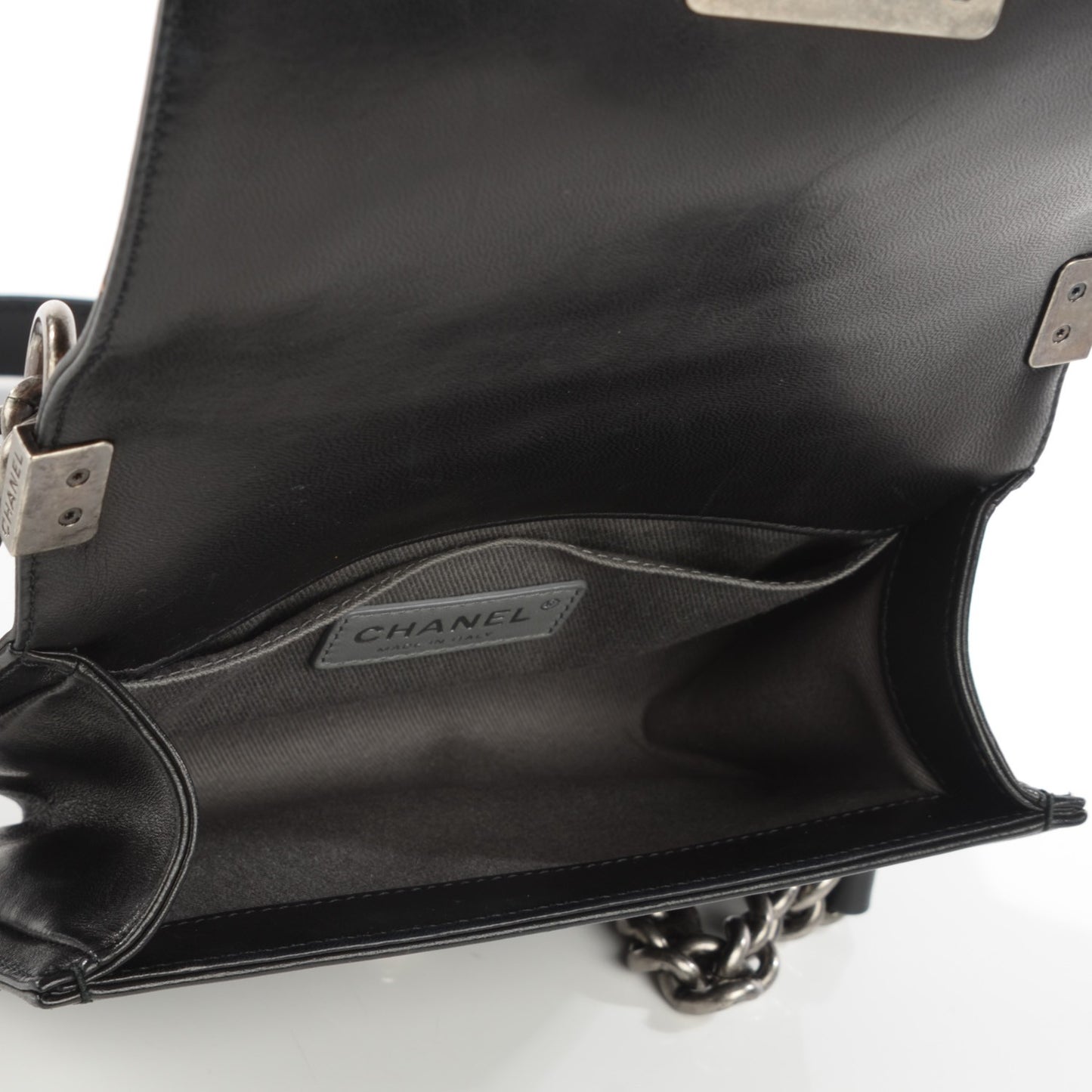 Lambskin Quilted Small Boy Flap Black