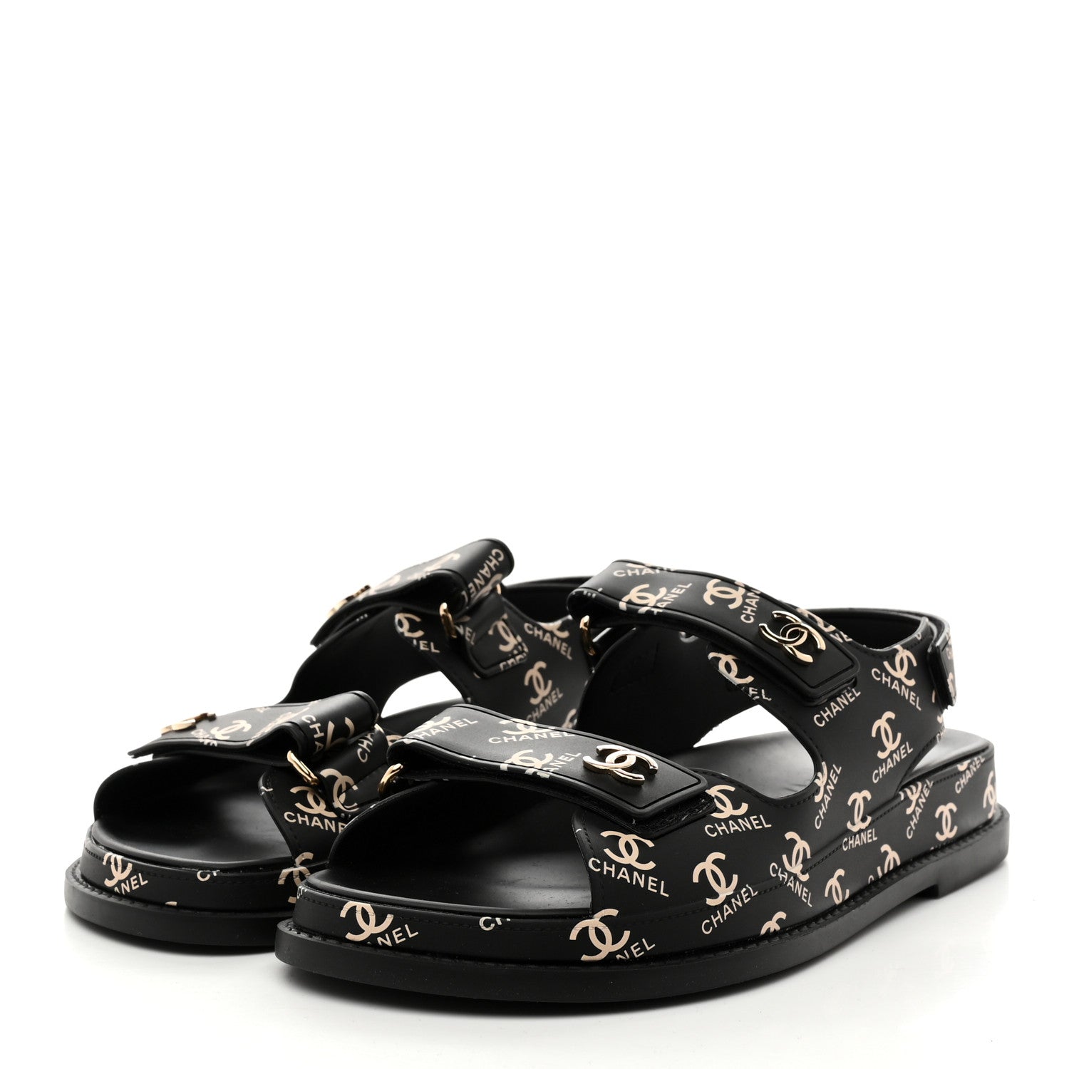 Chanel Rubber CC Dad Sandals 38 Black 1793322 – FASHIONPHILE