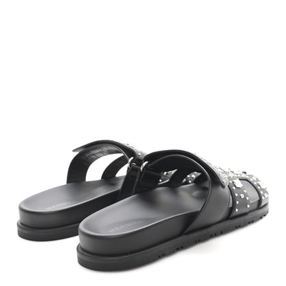 Hermes Calfskin Medor Studded Womens Chypre Sandals 37 Black 5 of 10
