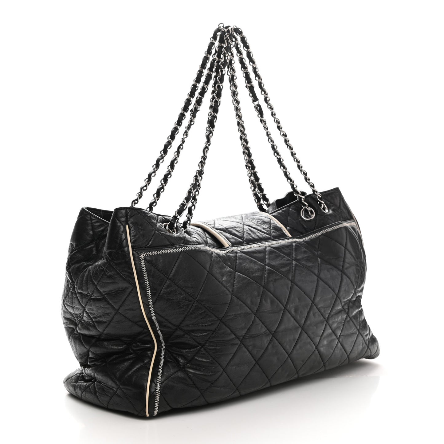Lambskin Quilted Large East West Tote Black