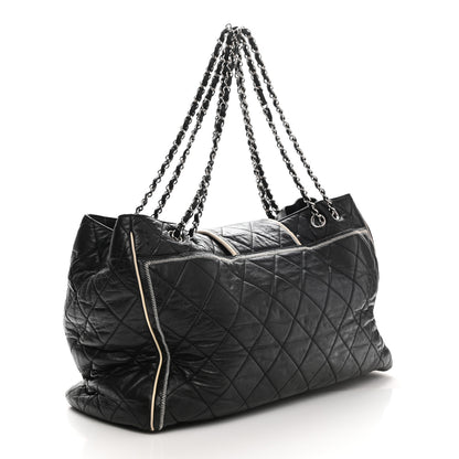 Chanel Lambskin Quilted Large East West Tote Black 3 of 11