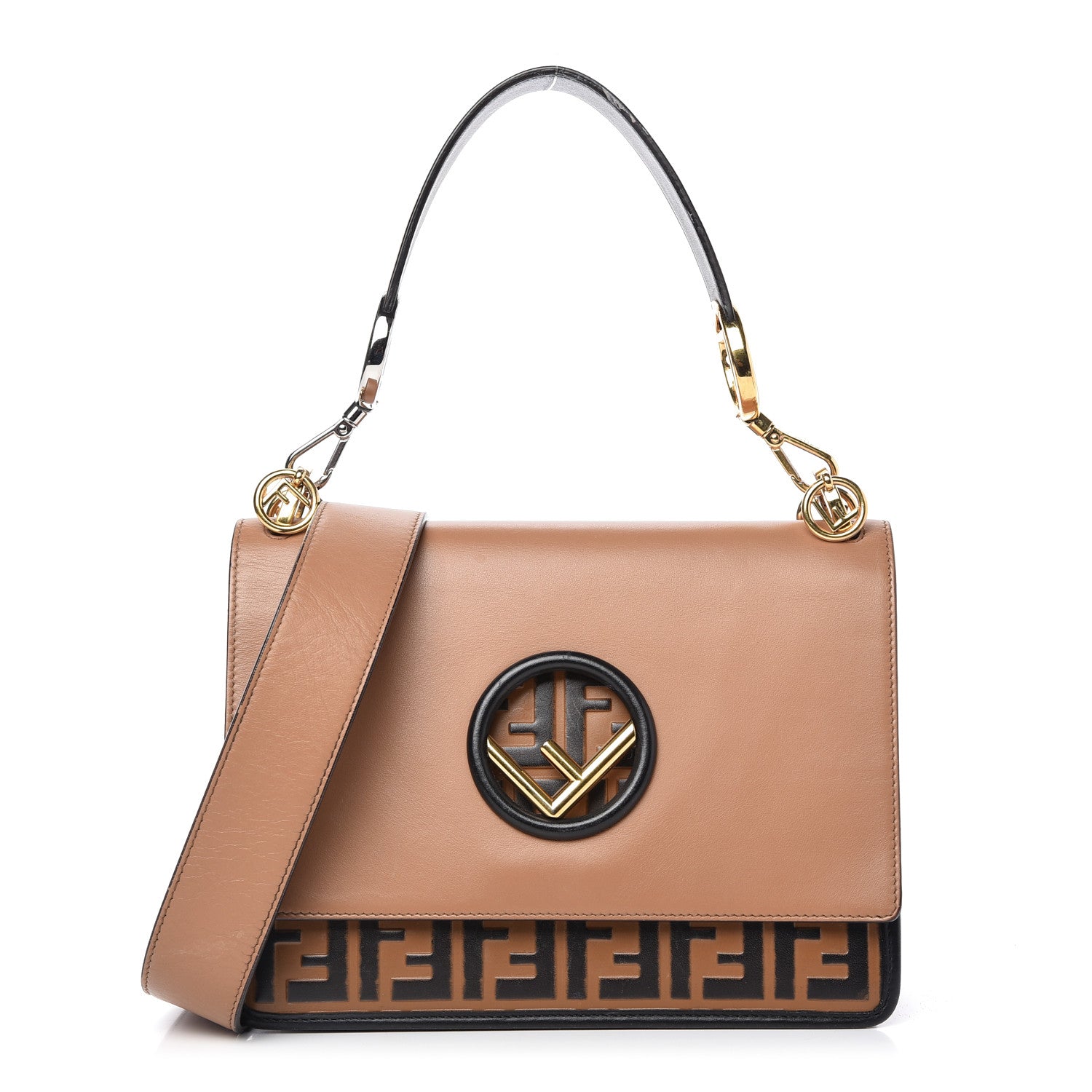 Fendi Vitello Century F is Fendi FF Embossed Kan I Shoulder Bag Orzo Tobacco 1 of 11