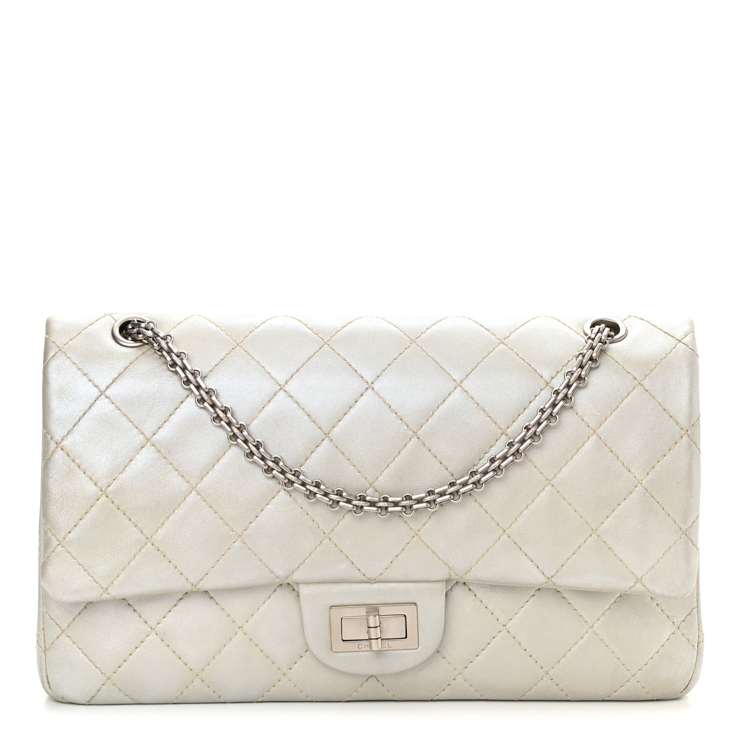 Metallic Lambskin Quilted 2.55 Reissue 227 Flap Silver