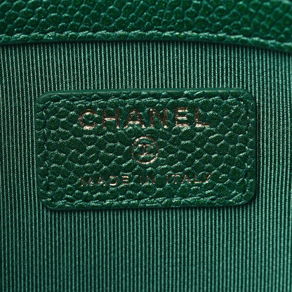 Chanel Metallic Caviar Quilted Medium Cosmetic Case Green 6 of 8