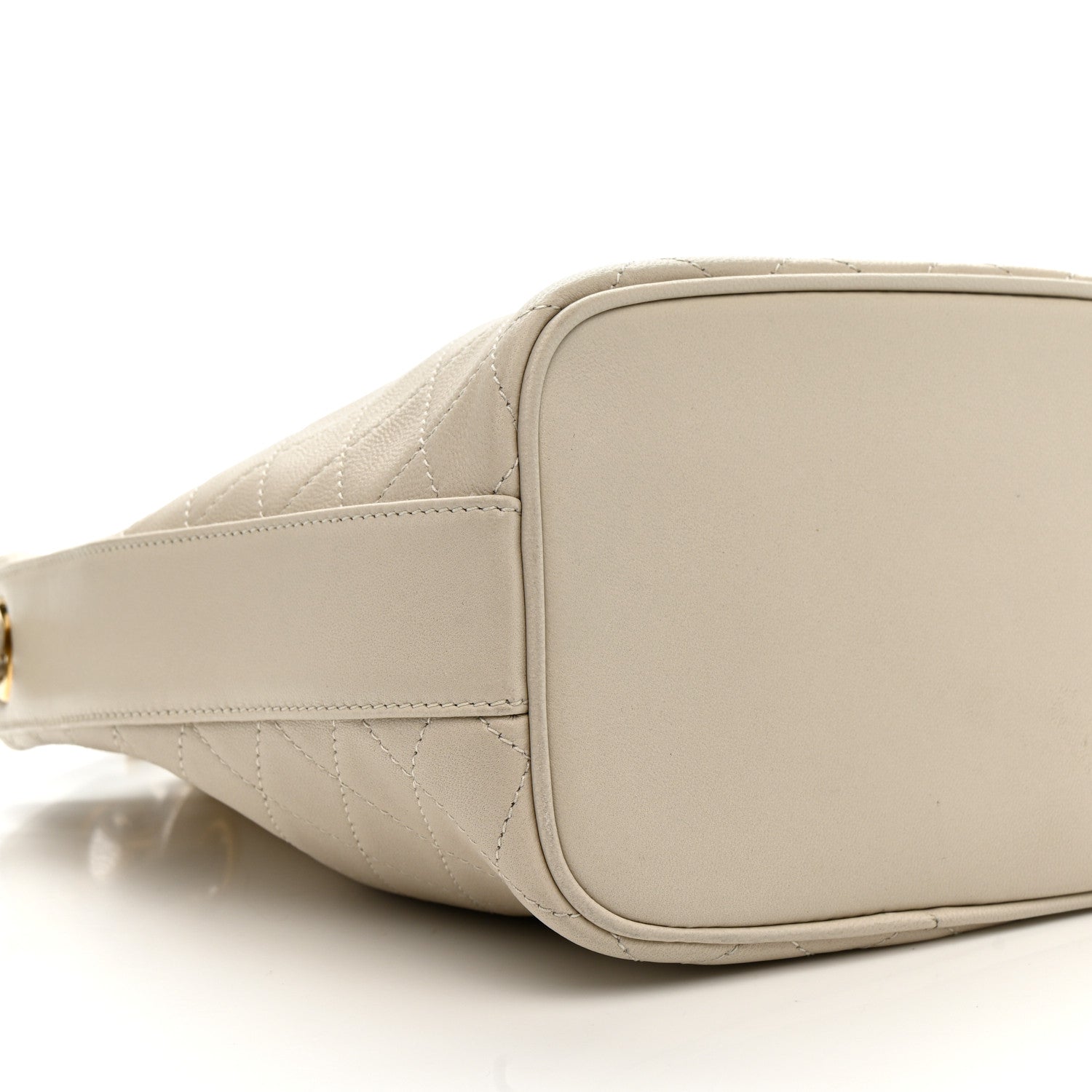 Saint Laurent Lambskin Carre Quilted Cassandre Small Bucket Bag Crema Soft 11 of 12
