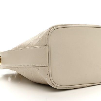 Saint Laurent Lambskin Carre Quilted Cassandre Small Bucket Bag Crema Soft 11 of 12