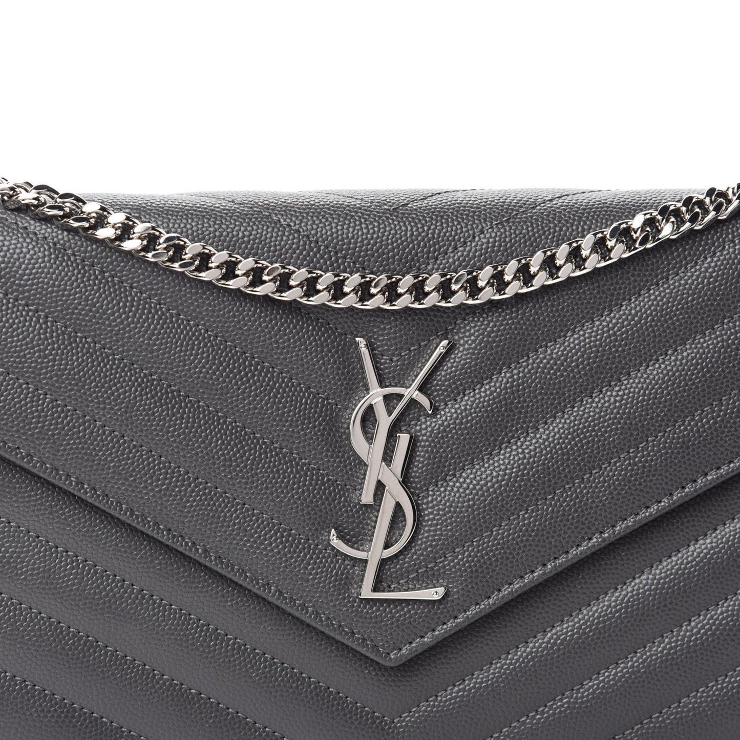 Grain De Poudre Matelasse Chevron Monogram Chain Wallet Earth