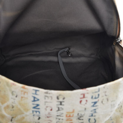 Chanel Graffiti Printed Canvas Medium Backpack Beige 5 of 9