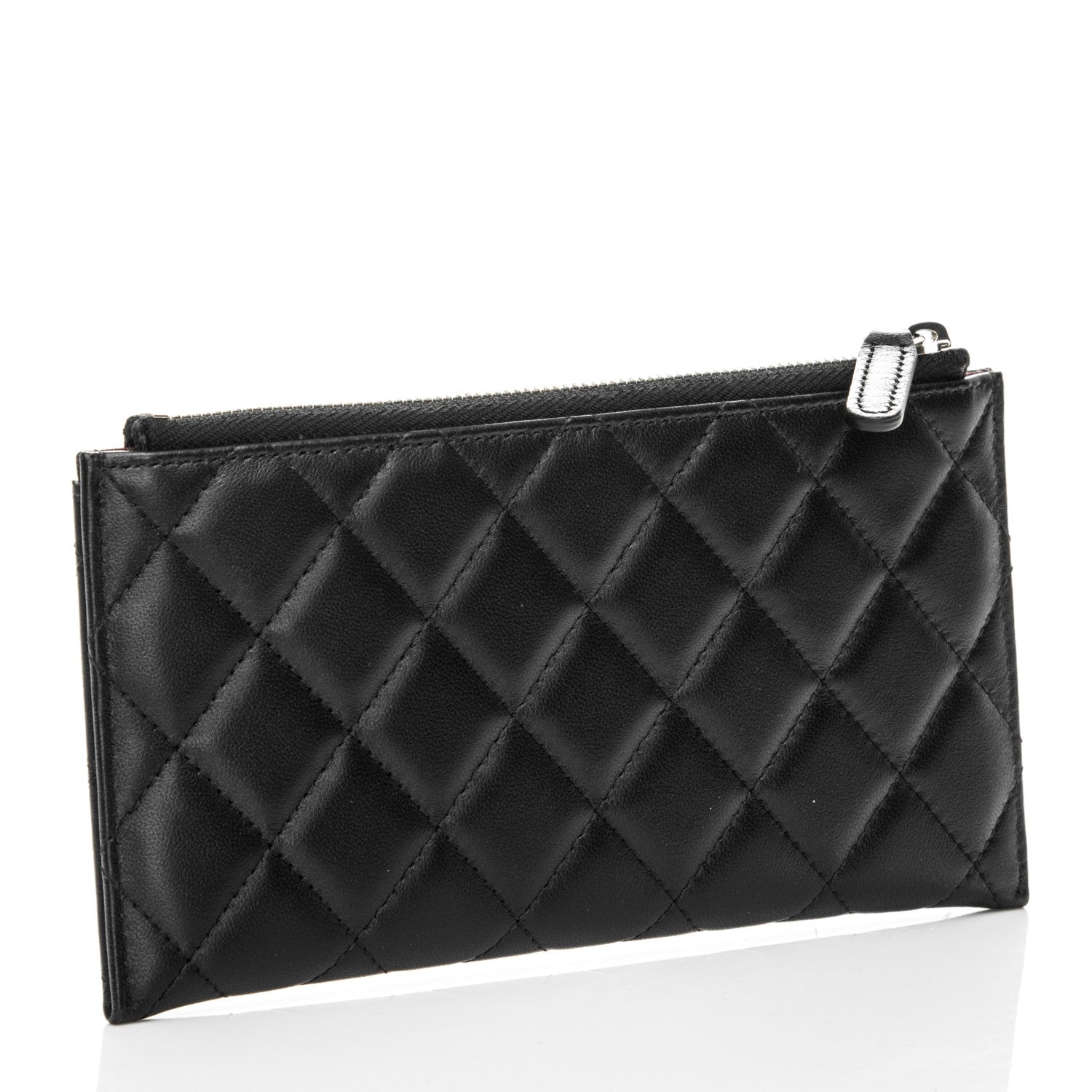 Chanel Lambskin Quilted Zip Pouch Black 3 of 7