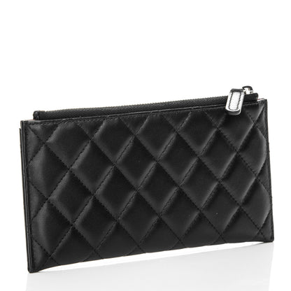 Chanel Lambskin Quilted Zip Pouch Black 3 of 7