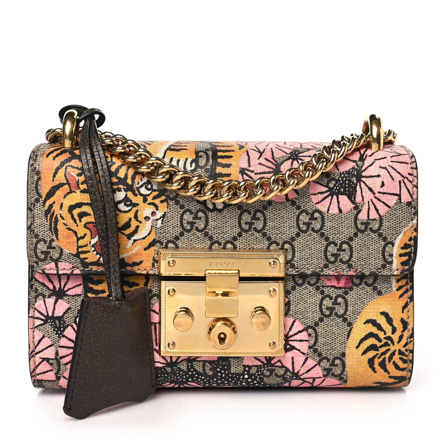 GG Supreme Monogram Bengal Small Padlock Shoulder Bag Beige Pink