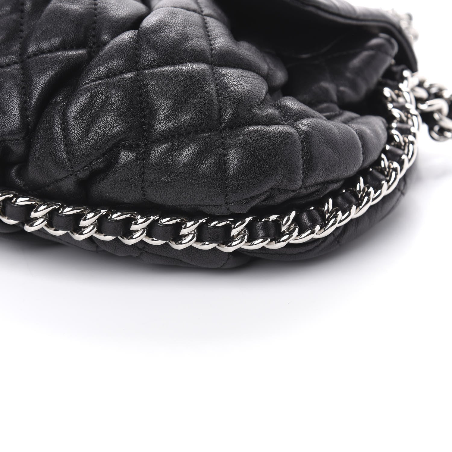 Chanel Washed Lambskin Quilted Medium Chain Around Messenger Black 9 of 10