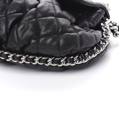 Chanel Washed Lambskin Quilted Medium Chain Around Messenger Black 9 of 10
