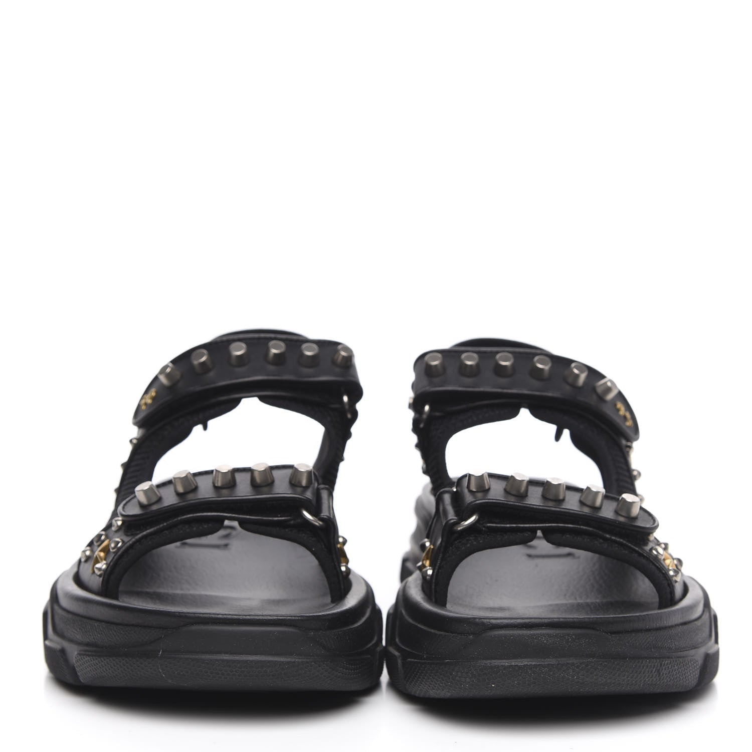 Gucci Nappa Mesh Studded Mens Aguru Sandals 12 Black 2 of 8