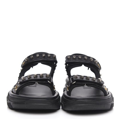 Gucci Nappa Mesh Studded Mens Aguru Sandals 12 Black 2 of 8
