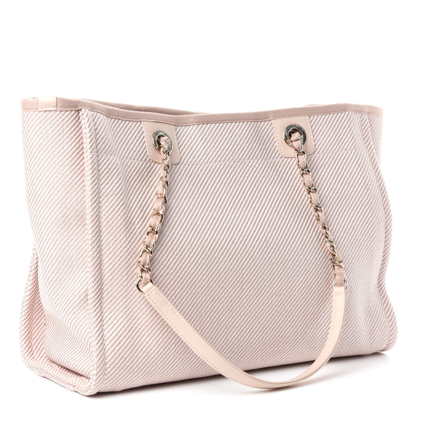 Mixed Fibers Calfskin Small Deauville Tote Beige
