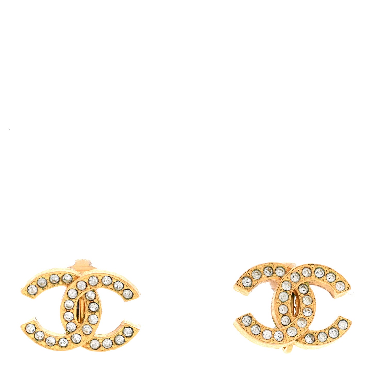 Crystal CC Clip on Earrings Gold