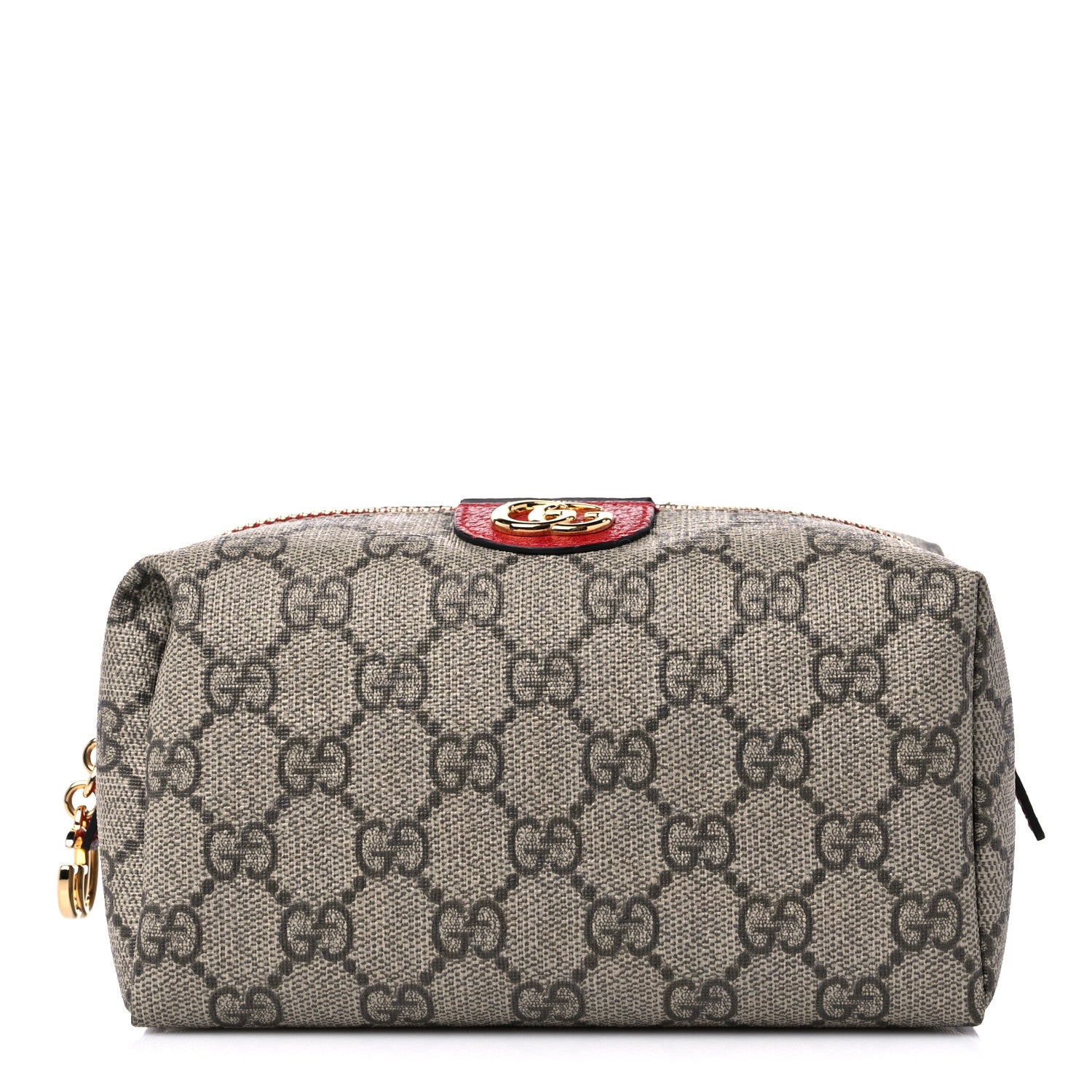 Gucci Soft GG Supreme Monogram Calfskin Medium Ophidia Cosmetic Case Beige Ebony Hibiscus Red 1 of 10