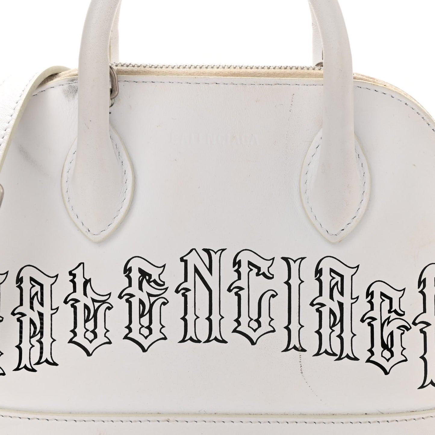 Calfskin Gothic Logo XXS Ville Top Handle Bag White