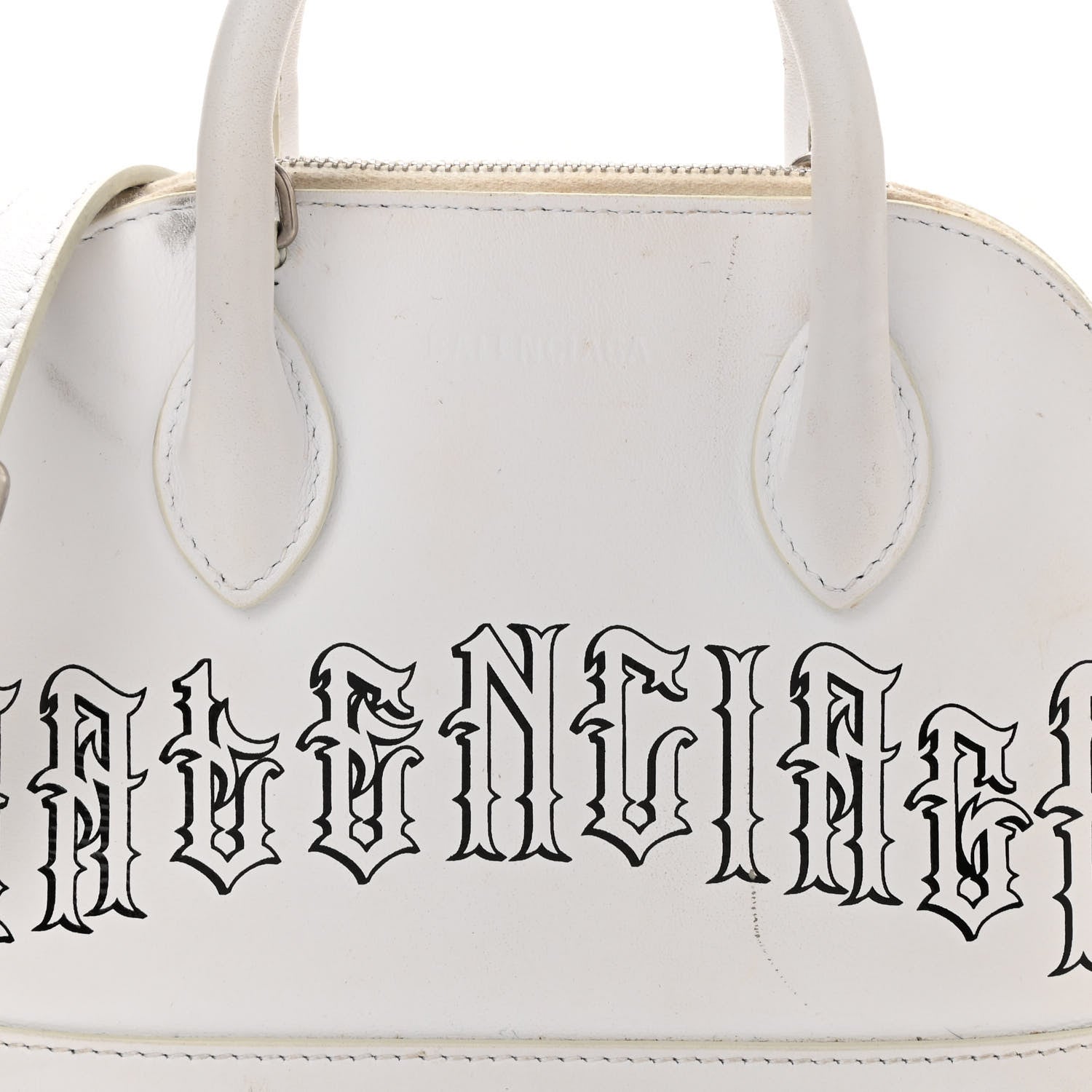 Balenciaga Calfskin Gothic Logo XXS Ville Top Handle Bag White 8 of 13
