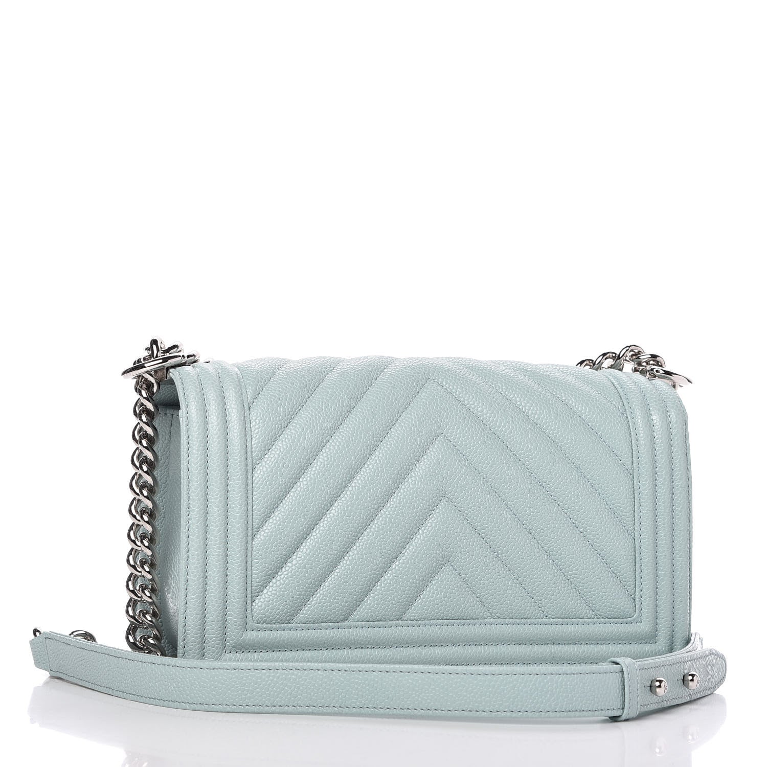 Chanel Caviar Chevron Quilted Medium Boy Flap Light Blue 3 of 10