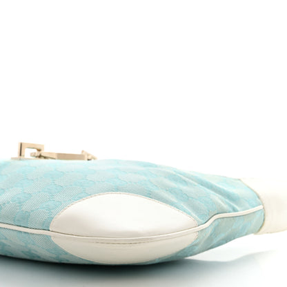 Gucci Monogram Lobster Clasp Jackie O Hobo Blue White 10 of 16