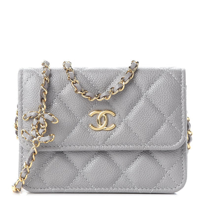 Chanel Caviar Quilted Miss Coco Clutch With Chain Grey 1 of 10