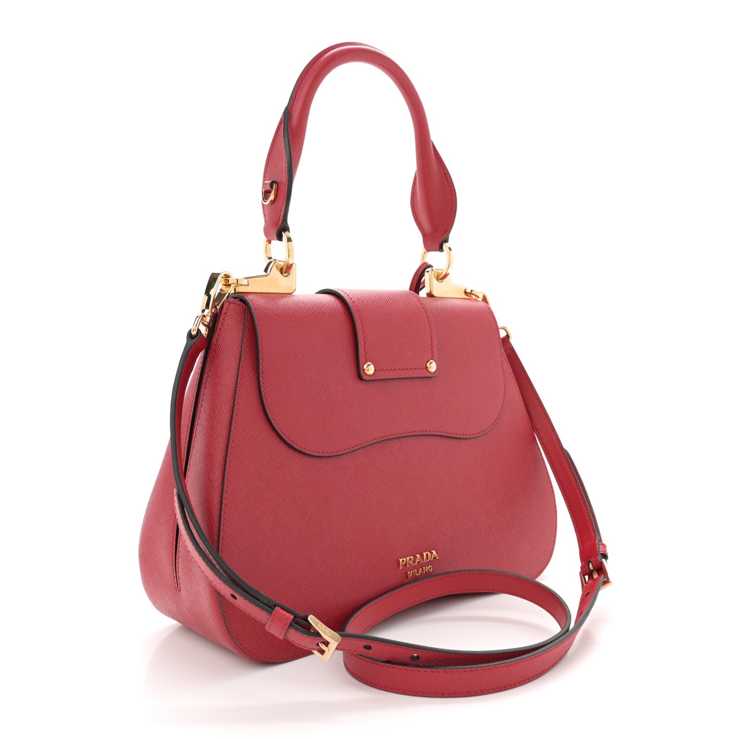 Saffiano Lux Large Sidonie Top Handle Bag Fuoco