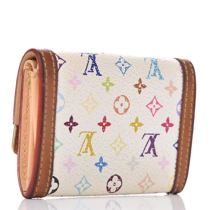 Louis Vuitton Monogram Multicolor Porte-Monnaie Plat Coin Purse White 3 of 12