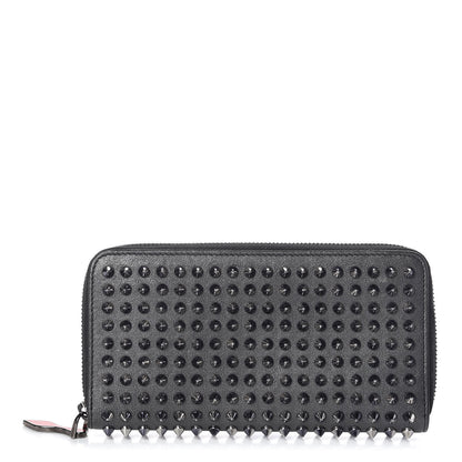 Christian Louboutin Metallic Calfskin Panettone Spiked Zip Around Wallet Anthracite Gun Metal 1 of 11