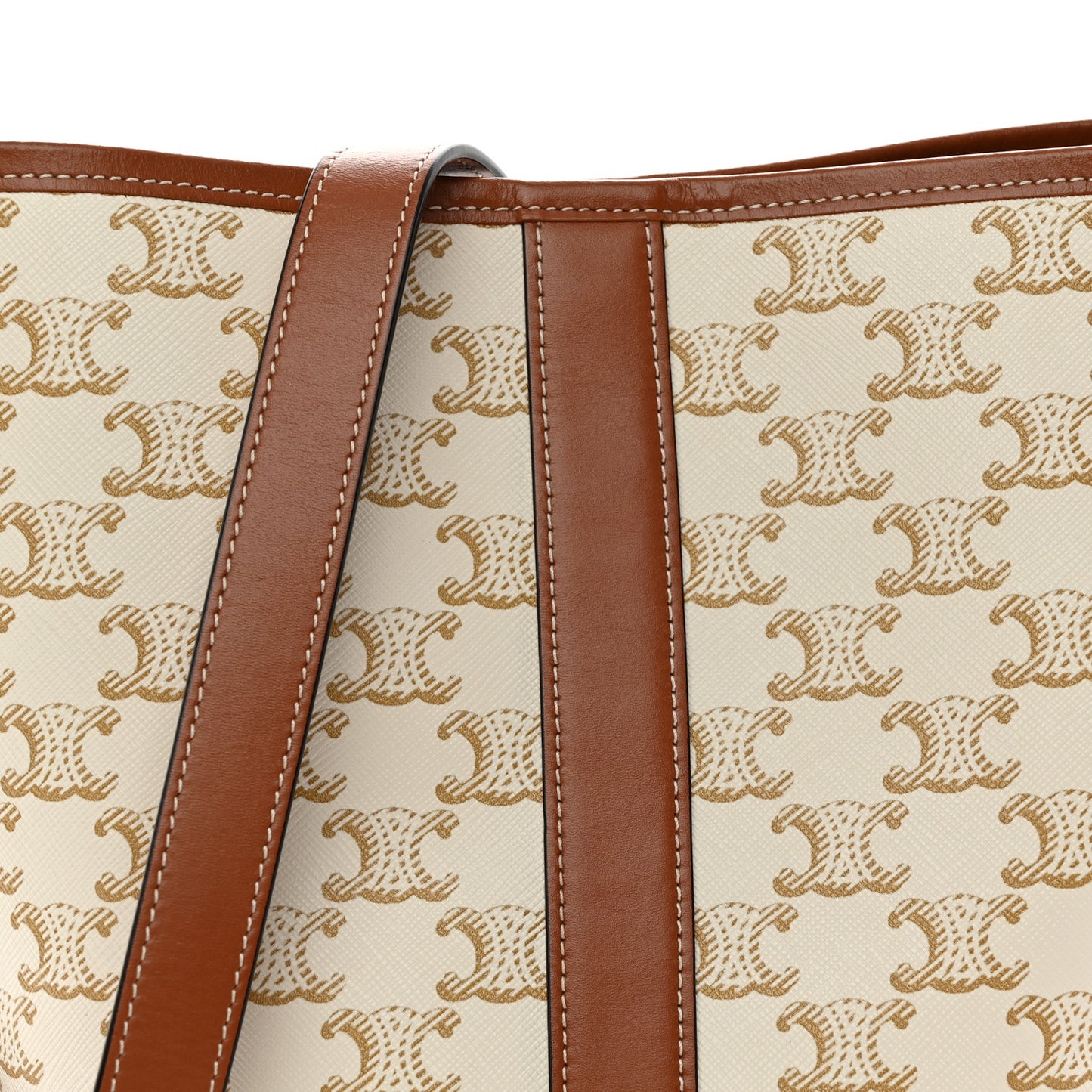 Triomphe Canvas Calfskin Small Bucket Bag White