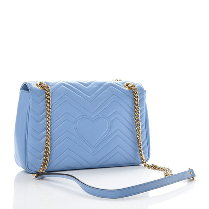 Gucci Calfskin Matelasse Medium GG Marmont Shoulder Bag Clear Sky Blue 3 of 9